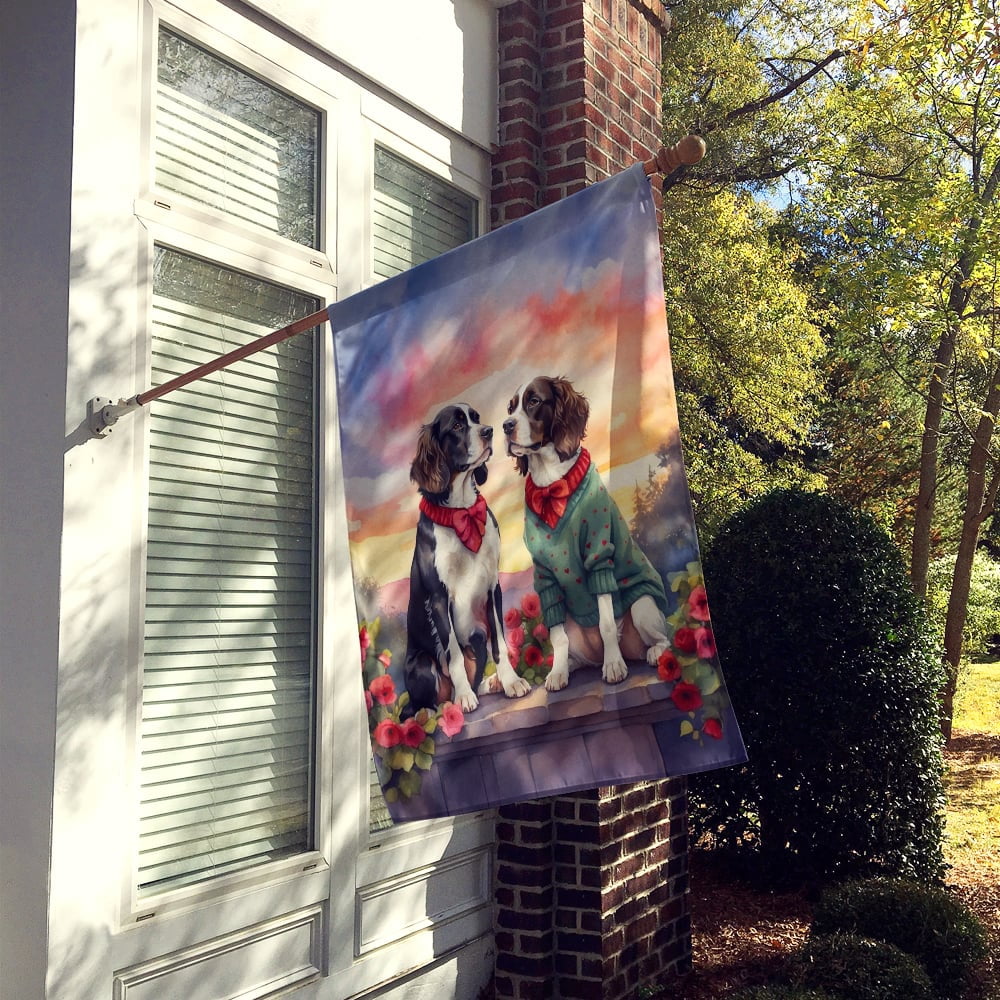 English Springer Spaniel Two Hearts House Flag 28 in x 40 in