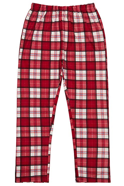 North 15 Girls Plaid Plush Fleece Pajama Pants with Drawstring Waist ...
