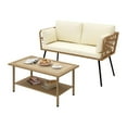 thumbnail image 2 of Craftian 2 Pieces Patio Furniture Set, All-Weather Wicker Outdoor Loveseat with Cushions & Side Table - Beige, 2 of 8