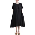 thumbnail image 1 of Vestido suelto de mujer con bolsillos Medias mangas Vestido de playa de vacaciones Irfora Vestido, 1 of 7