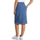 thumbnail image 3 of Falda de mezclilla de botón casual para mujer Inspire Chic, de cintura alta, con dobladillo deshilachado, falda midi de mezclilla, talla S, azul medio, 3 of 5