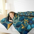 thumbnail image 4 of Manfei Marble Texture Road Bedding Comforter Set,Modern Geometric Honeycomb Twin Comforter Sets,Gold Leaves Bedding Set For Girls Kids,Super Cozy Room Decor Reversible,2pcs, 4 of 8