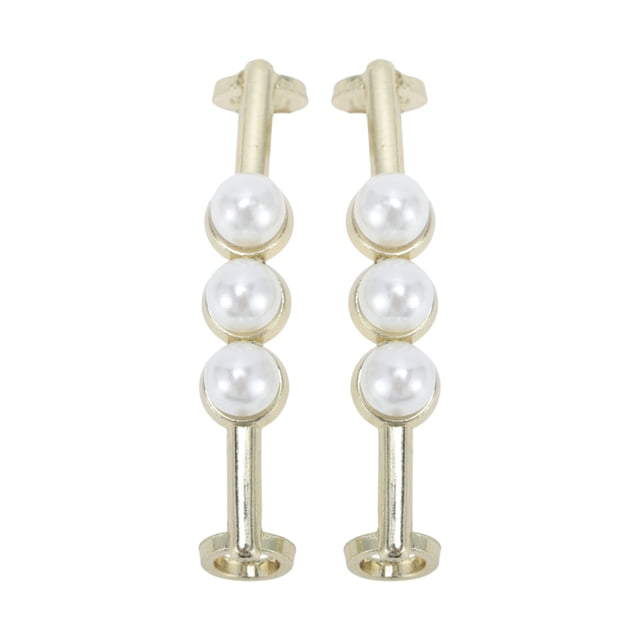 Accesorios de zapato de moda de tres perlas falsas en tono dorado, 2 piezas de encantos para agujetas