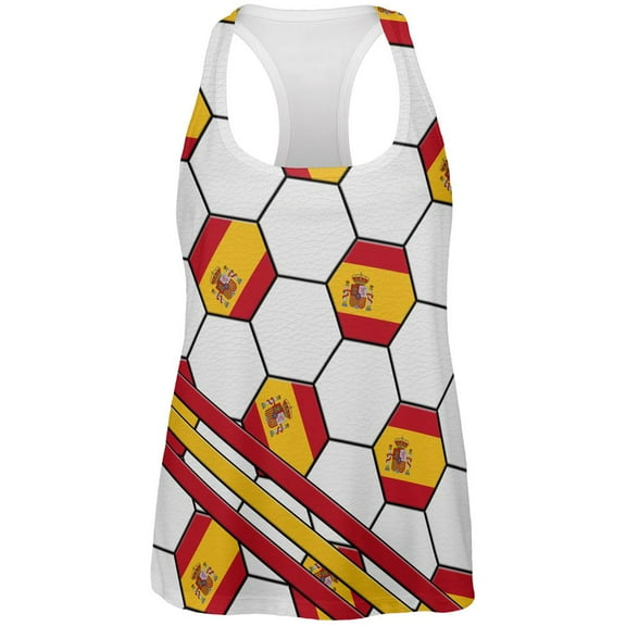 World Cup Spain Soccer Ball All Over Womens Work Out Tank Top Multi SM