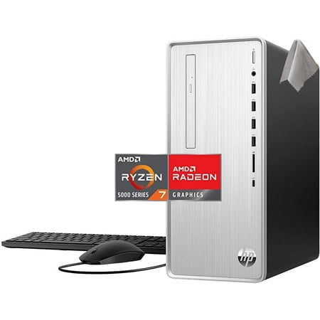 HP Pavilion Desktop Computer, AMD Ryzen 7 5700G (8-Cores, Beat i7-10700), 32GB RAM, 1TB SSD + 1TB HDD, 9 USB Ports, Windows 11, Wi-Fi 5, Pre-Built Tower