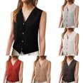 thumbnail image 3 of DuoJiaJ Womens Ribbed Sweater Vest, V Neck Button Front Sleeveless Layering Gray S, 3 of 5
