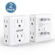 Multi Plug Outlet Extender, LENCENT 2 to 3 Prong Outlet Adapter, 2 Pack Multiple Plugs Outlets Splitter, 3-Sided Power Strip, Non-Grounded for Home Office Wall Tap, 6 Way Electrical Outlet Expander