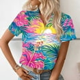 thumbnail image 4 of HaoXianJian Hawaiian Shirt Plus Size Women Spring Tops for Women Going Out Tops Soft Cool Summer Shirts Floral Tropics Print V Neck T-Shirt Button Up Tops Short Sleeve Blouse Graphic Tees Shirts, 4 of 7