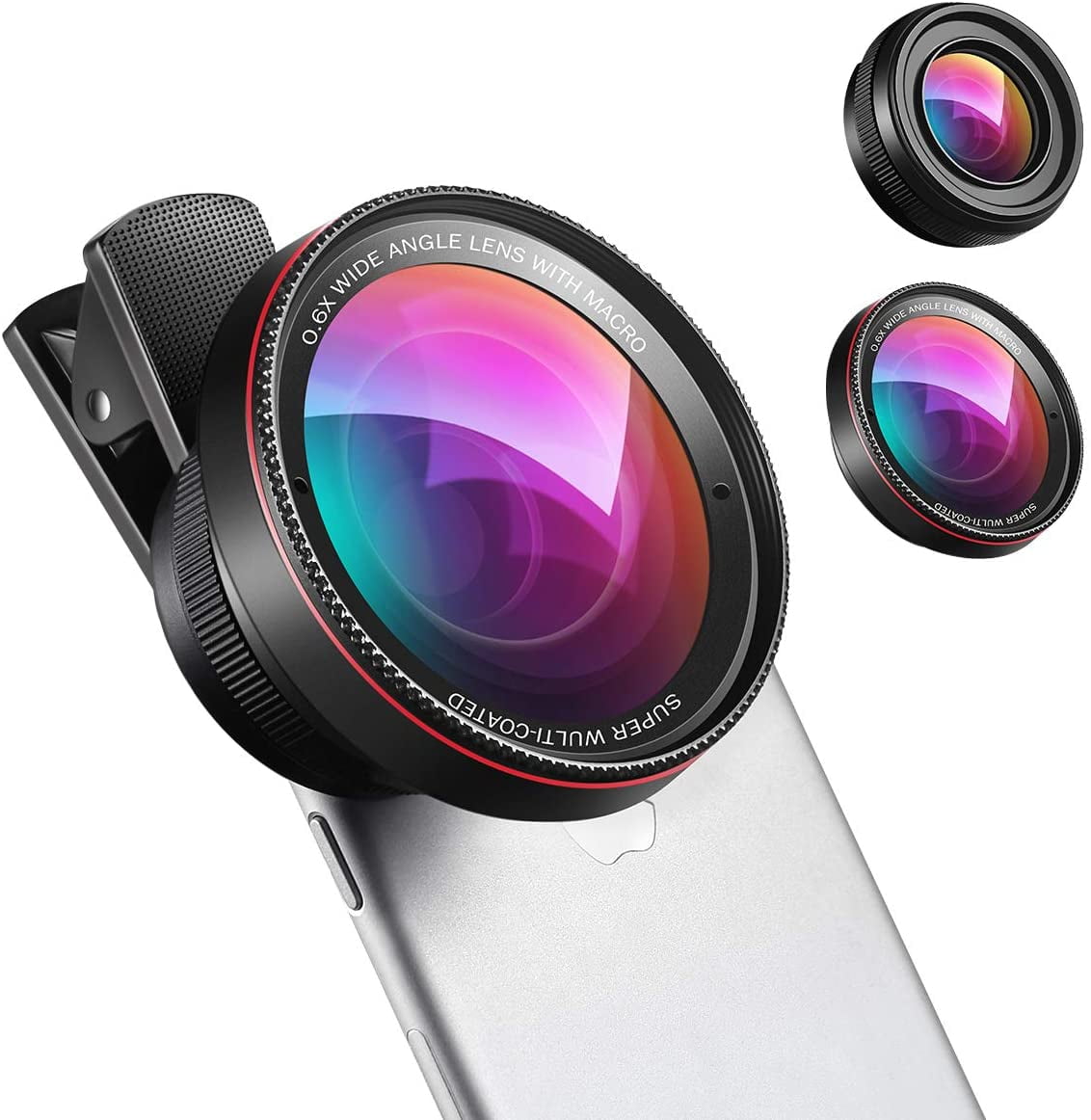 Gold HD Clip-on Camera Lens other Smartphones 0.45X Wide Angle Lens Multi-Function 12x Zoom Telephoto Lens Samsung 15X Super Macro Lens For iPhones 