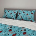 thumbnail image 2 of Ladybug Comforter & Sham Bedding Set, Insects Along Geometric Triangles in Scandinavian Style Tree Branches, 3 pcs Duvet Set Microfiber Filling Quilt, 5 Sizes, Sky Blue Charcoal Grey, by Ambesonne, 2 of 4
