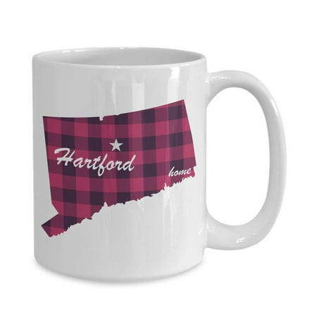 

Connecticut Buffalo Plaid With Customized City Option White Gift coffee mug Miss Missing You Long Distance Personalized Friendship Penpal