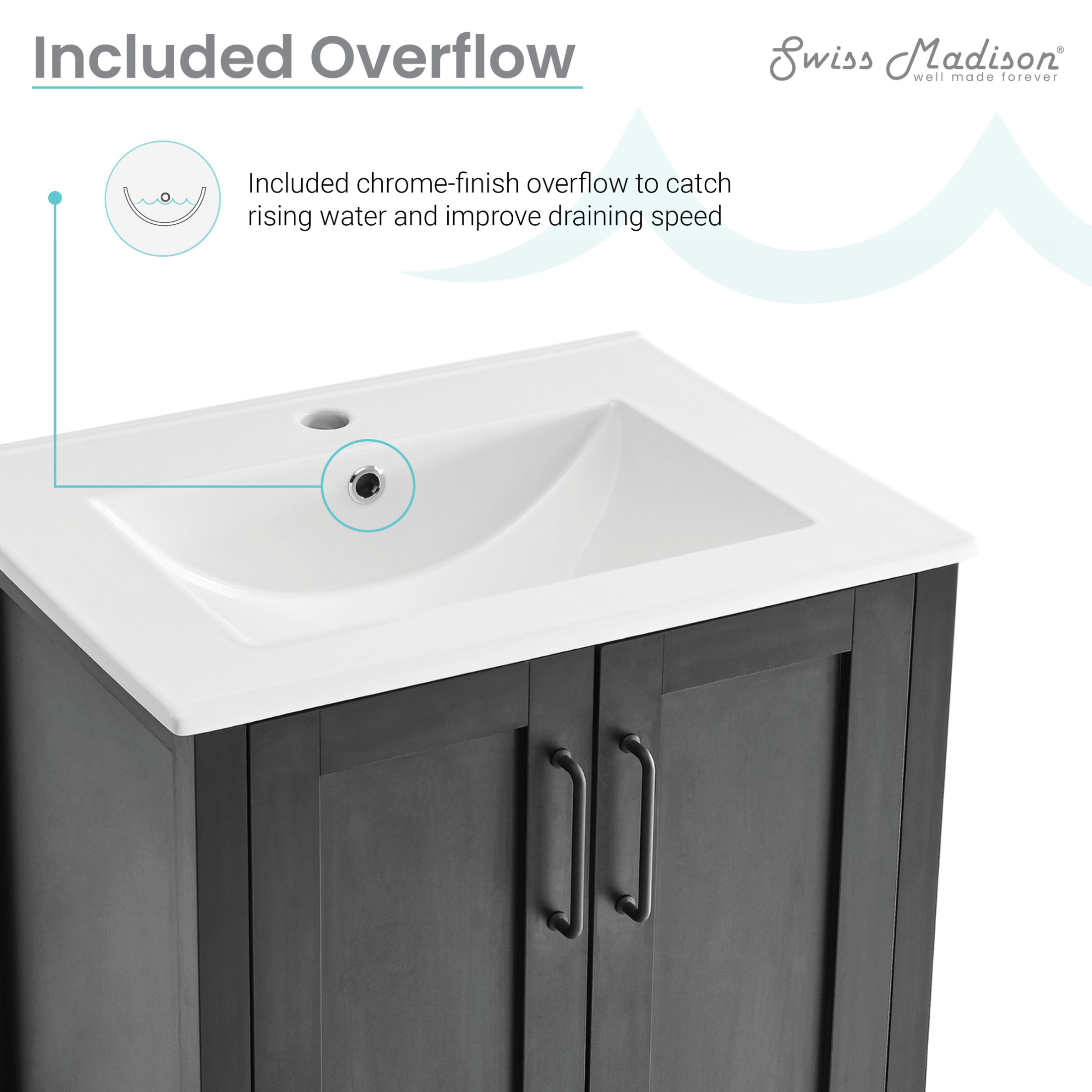 Avallon 24" Freestanding Bathroom Vanity in Black with Sink Top