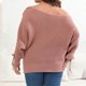 thumbnail image 4 of Suéter de cuello redondo para mujer, moda de gran tamaño, hombros descubiertos, color sólido, con cordones, blusa de dacrón para mujer, 4 of 4