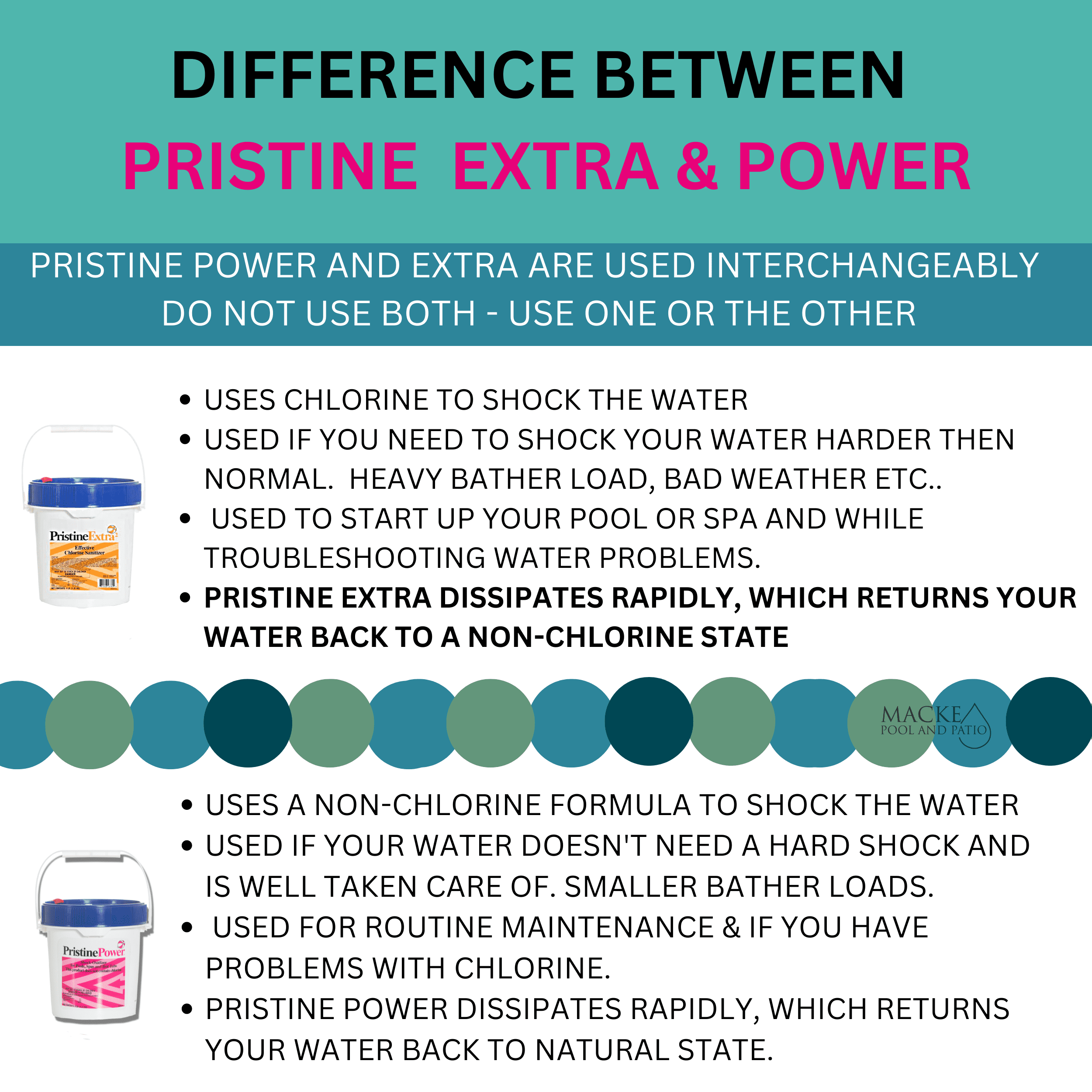 Pristine Extra Chlorine Shock 4 lb container with Macke Pool Product Guide