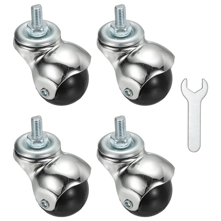 Uxcell 1.5" Ball Caster Wheels, 4 Pcs Threaded Stem Caster 360 Degree Movable Rotatable Caster Wheels for Furniture,Chrome