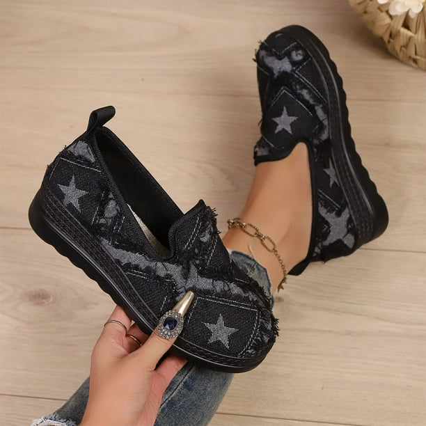 Xucatan Women's casual shoes, comfortable round-headed flat shoes cowboy uppers, casual shoes suitable for daily walking and work. Gift