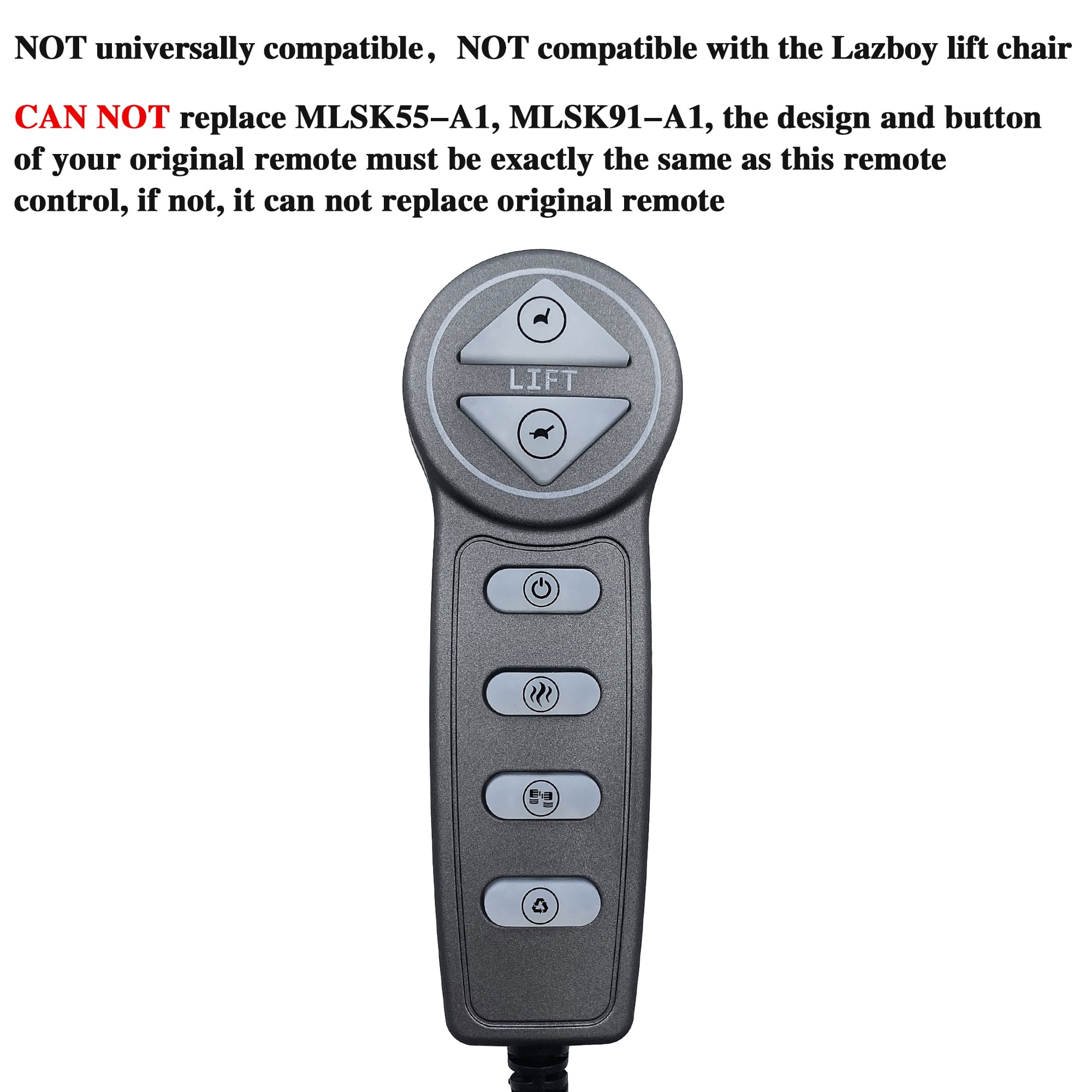 6 Button 8 Pin Male Plug Non-Universal Massage Remote Controller for Coaster Power Recliner