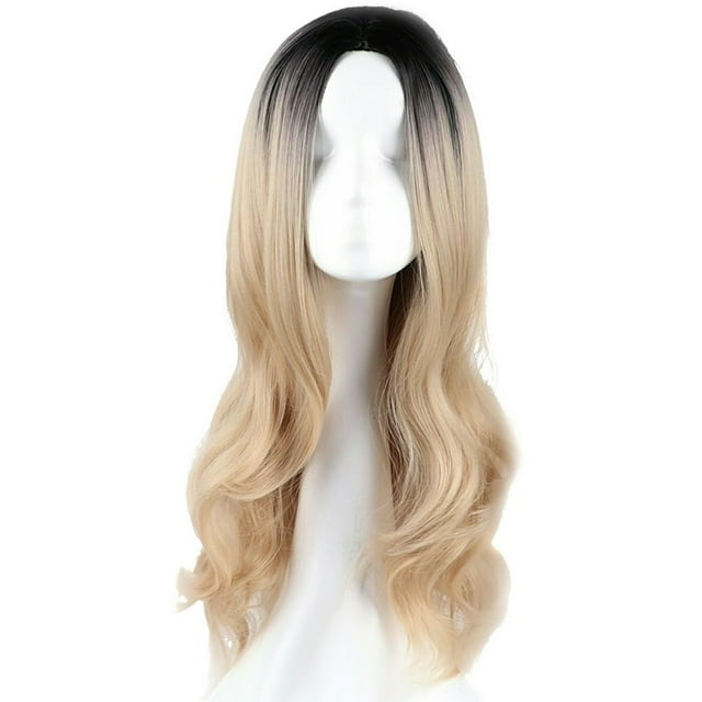MesaSe Femmes Longues Perruques Ondulées Pleine Racine Blonde Ombre Perruques Cosplay Accessoires d'Extension de Cheveux