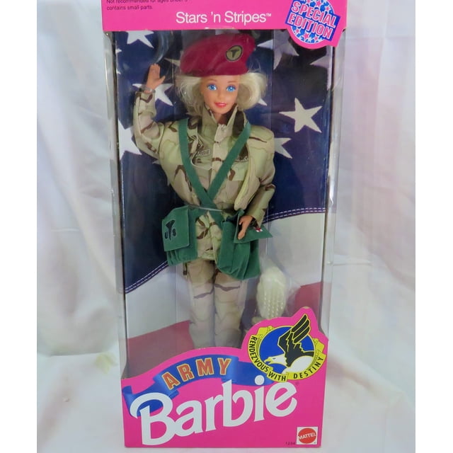 ARMY BARBIE DOLL Special Edition STARS 'n STRIPES w Army Outfit & More (1992) Barbie -