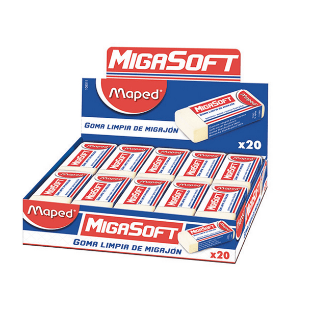 Goma Borrador de Migajón MAPED MIGASOFT S20 Caja con 20 Piezas