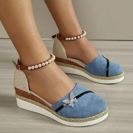 

Byikun Womens Slides Wedge Sandals Extra Narrow Micro-Wedge Orthopedic Sandals for Women Sandals for Women 2024 Comfort Regular Fit PU Trendy Solid Perfect Fit Sandals for Women 2024 Wide for Madam