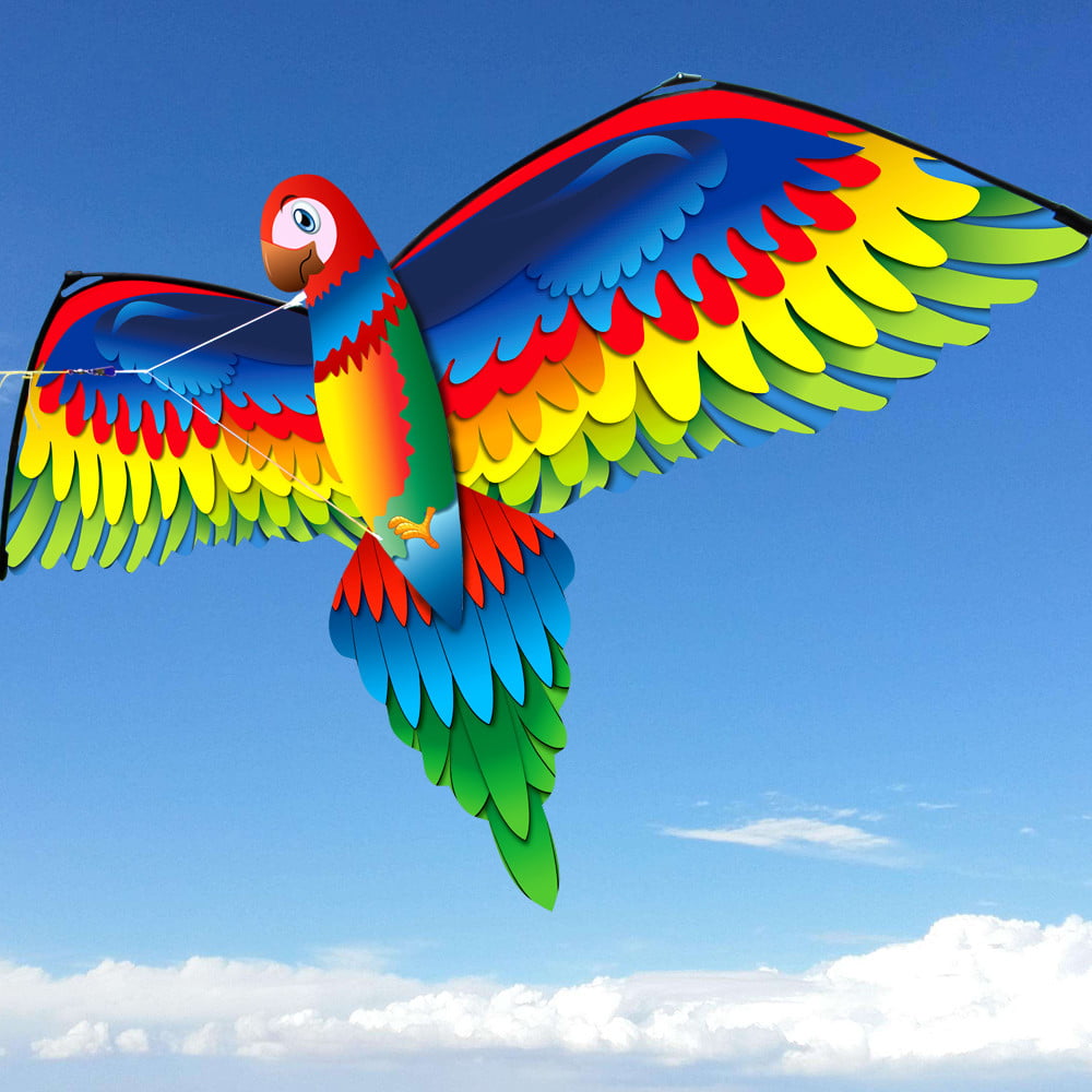 Details about   3D Parrot Kite Kids Toy Fun Outdoor Flying Activity Game Children Gift WithTail 