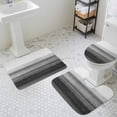 thumbnail image 2 of Black White Gradient Bathroom Rugs Set Abstract Ombre Texture Modern Art Non Slip Absorbent Soft Bath Mats 3 Piece Set with Bathroom Rug, U-Shaped Floor Mat, Toilet Seat Cover Small Size, 2 of 9