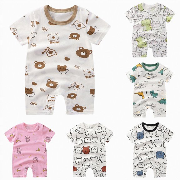 Gibobby Toddler Baby Girl Summer Jumpsuit Shorts Sleeveless Print Romper Overalls 12M 18M 24M 3T 4T 5T Kids Short Pants Summer Clothes(18-24 Months,Coffee)