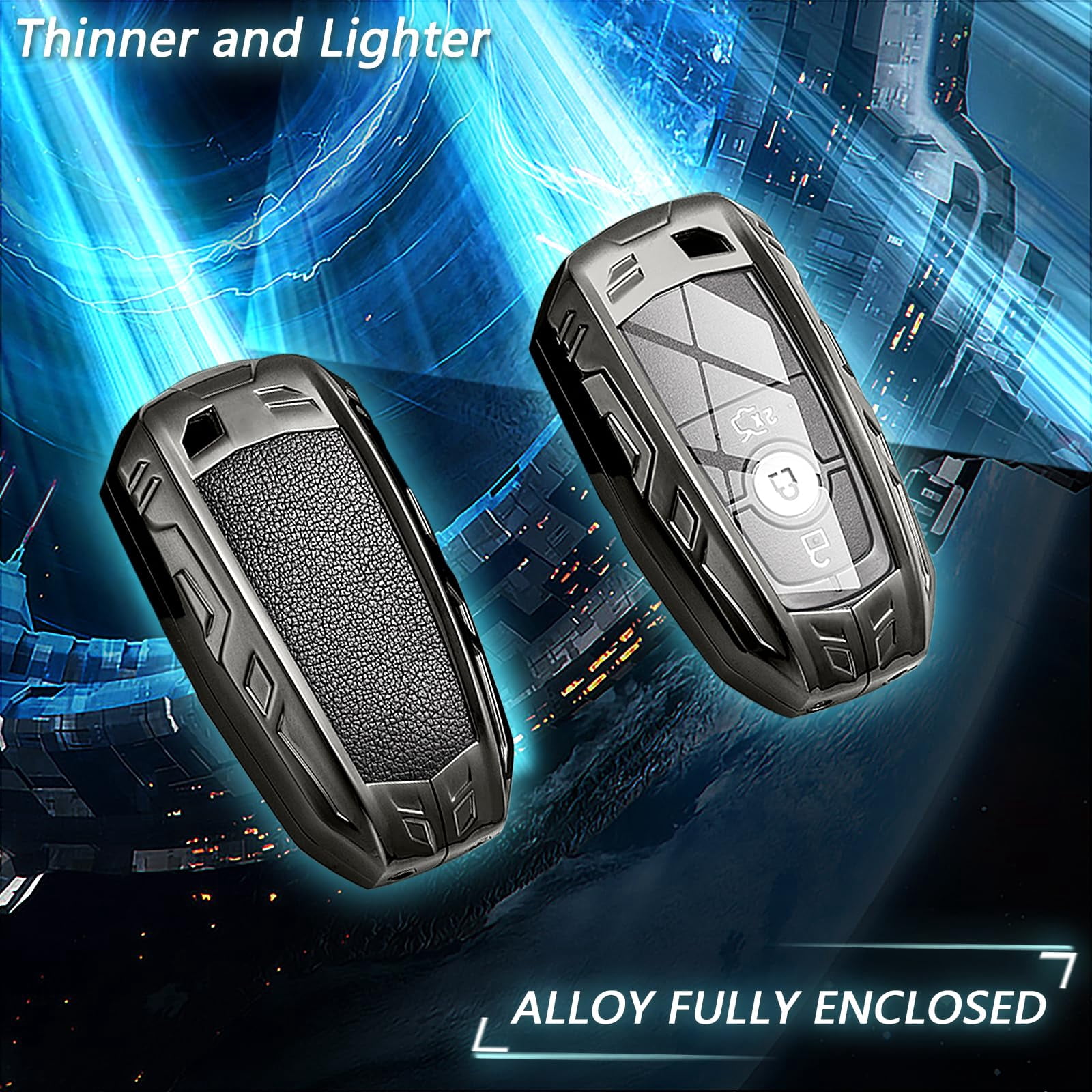 For Ford Key Fob Cover,Keychain,Zinc Alloy Protection Car Key Shell Case Compatible with Ford Holder Smart Remote Keyless Keyshell Accessories