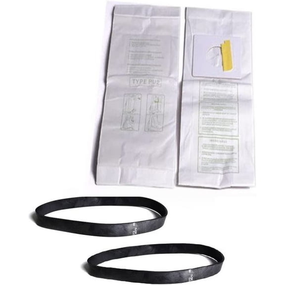 Replacement Part For Sharp Upright Type PU-2 Vacuum Bags Microfiltration with Closure 9 Pk With 2Pk Vacuum Belts Type BU-3, Fits ECT5970, ECT5980, ECTU5907, ECTU5909, ECTU5910.