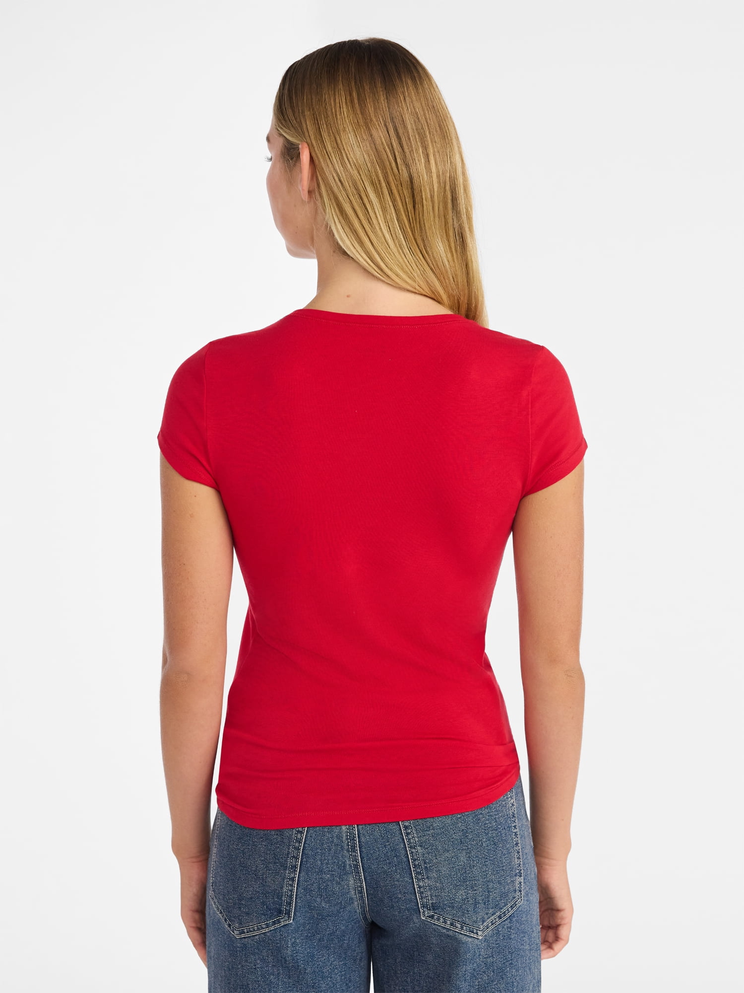 No Boundaries Crew Neck Tee with Short Sleeves, 1 or 3-Pack, Women’s