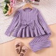 thumbnail image 2 of Toddler Girl Clothes Bowknot Ruffle Sleeve Top Floral Allover Pants Fall Winter Outfit Set 12 18 24 Months2t 3t 4t 5t 6t 7t Toddler Girls Winter Clothes,18-24 Months,Purple, 2 of 6