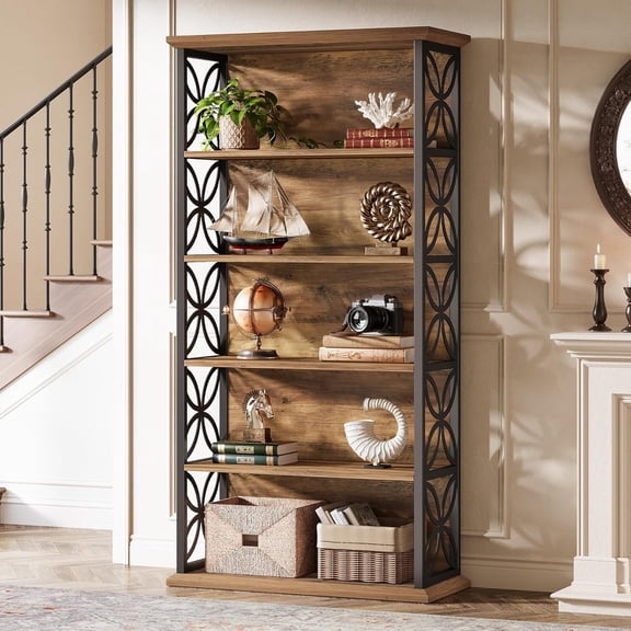 Tribesigns 6-Tier Tall Bookshelf, 71" Industrial Bookcase with Metal Frame