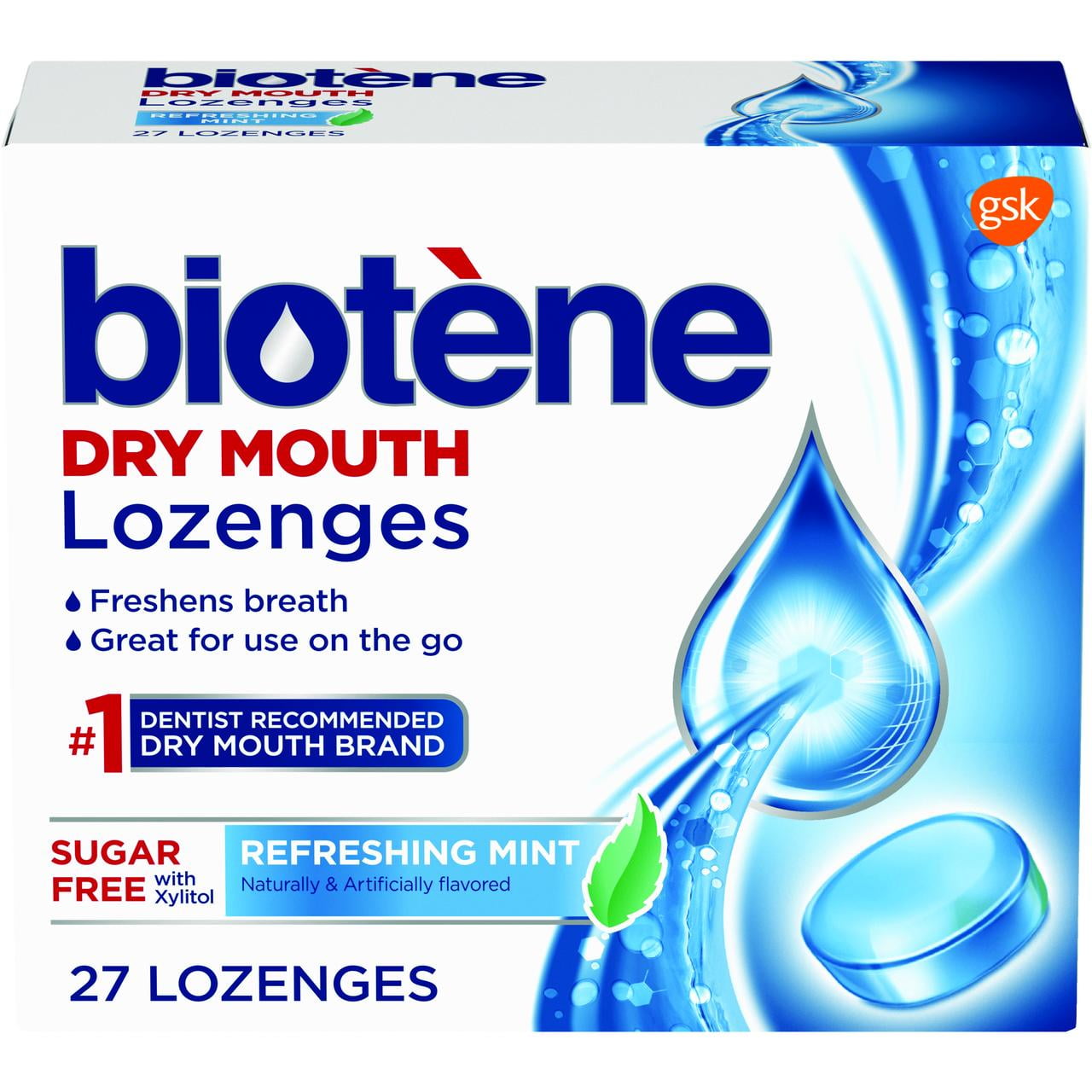 Biotene Dry Mouth Lozenges for Fresh Breath, Refreshing Mint, 27 count