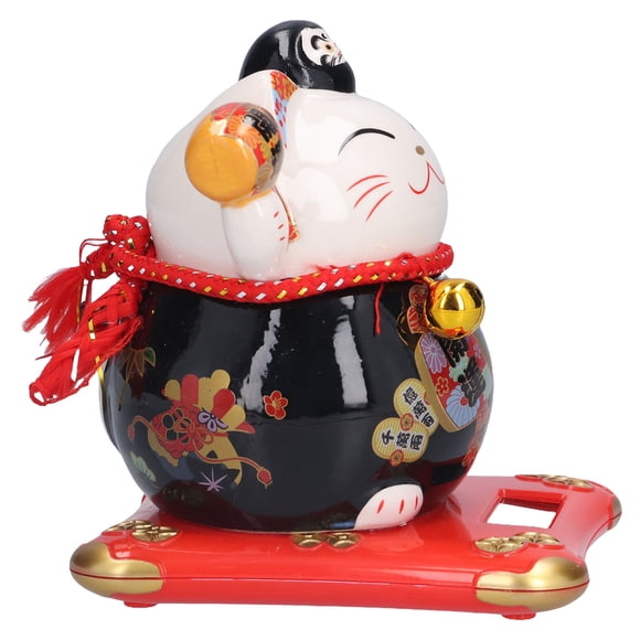Fortune Ornement de Chat en Céramique Flottant, Bénédictions pour la Maison, Symbole de Chance Richesse, Vie Prospérante pour Chambre, Voiture, Bureau