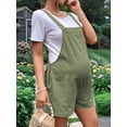 thumbnail image 4 of Women'S Summer Casual Bib Short Overalls Loose Linen Jumpsuit Beach Outfits Travel Vacation Clothes Green L, 4 of 6