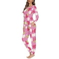 thumbnail image 2 of Suhoaziia Women Pajama Pants Casual Polyester Lounge Wear Long Sleeve Home Life Strawberry Flower Outfits Durable Suit Skin Friendly Crew Neck Indoor Sleepwear Size 6XL, 2 of 4