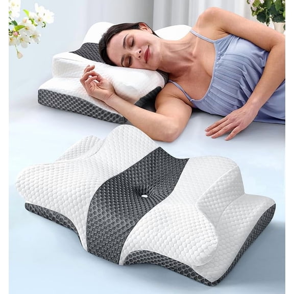 MY Sleep Doctor Approved Cervical Neck Pillow for Sleeping, Ergonomic Contour Side Sleeper Pillows for Adults, Cooling Orthopedic Pillow for Pain Relief Support, Memory Foam Pillows Back Stomach Slee