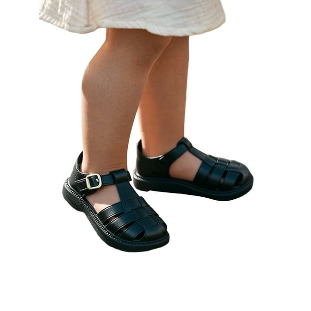Big Girls Summer Head Covering Soft Soled Adjustable Buckle Princess Shoes Sandals Roman Shoes for Kids Size 9.5-10T