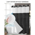 thumbnail image 4 of No Hook Cloth Fabric Shower Curtain with Snap in Liner, Black Burlap Texture Waterproof Shower Curtains Set with See Through Top Window, Farmhouse Vintage Black Bath Curtains Shower 54"x78", 4 of 6