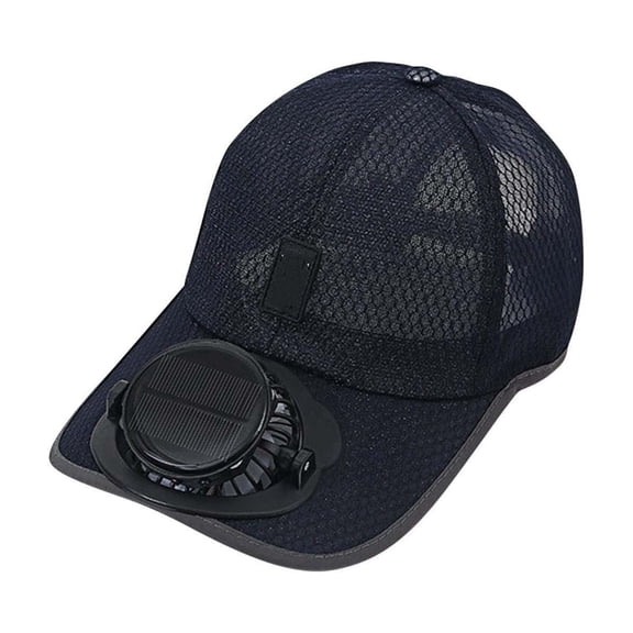 BUDAO00 Solar USB Rechargeable Fan Hat, Summer Breathable Mesh Baseball Cap with Detachable Brim Fan for Fishing, Gardening, Hiking, Camping, Travel and Yard Work (Black)