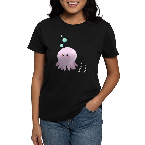 CafePress - Cute Pink Octopus T Shirt - Women's Traditional Fit Dark T-Shirt