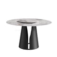 thumbnail image 4 of Modern Round Dining Table with Lazy Susan, White Sintered Stone Top and Black Metal Base, Seats 6, 4 of 10