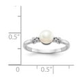 thumbnail image 5 of 14K White Gold Ring Band Pearl Freshwater Diamond Round, Size 5, 5 of 5