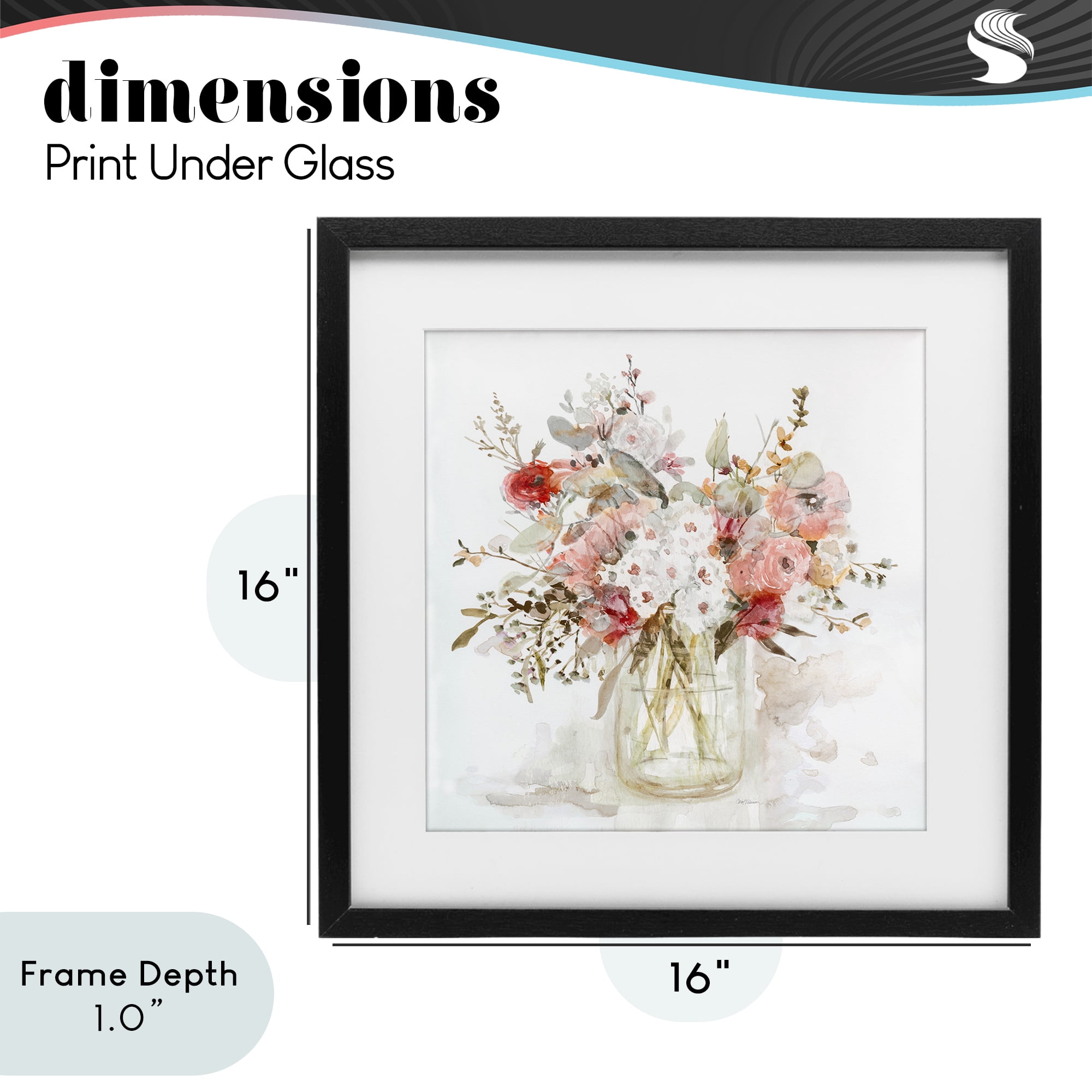 Stupell Industries Soft Blush Botanical Bouquet Black Framed Print Under Glass, design by Carol Robinson
