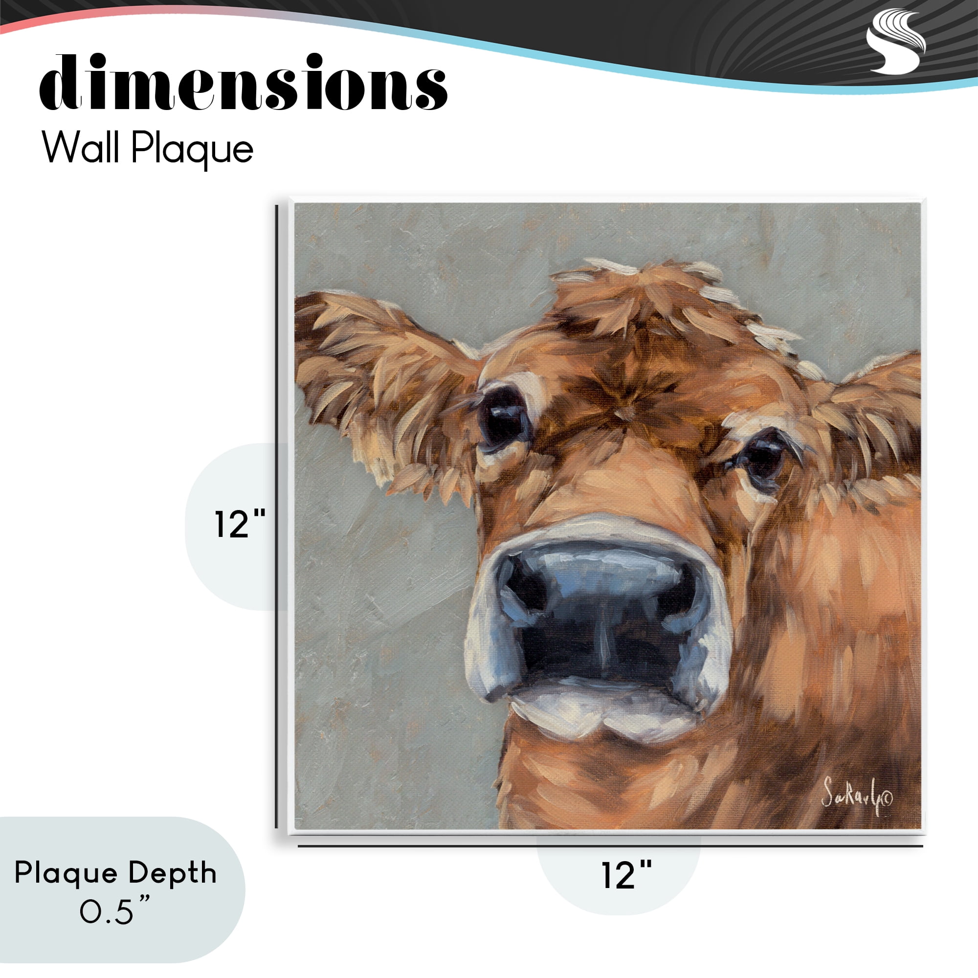 Stupell Industries Freckles The Cow Portrait Wall Plaque Art, design by Sara G. Designs