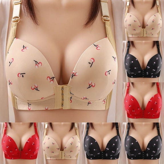 Aofany Women's Front Closure Wireless Bra Full Cup Bras for Women No Underwire Push Up Shaping Wire Free Everyday Bra
