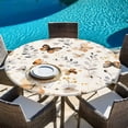 thumbnail image 5 of Retro Spring Floral Round Tablecloth 55-60 Inch Round Fitted Table Cloth with Elastic Edge, Brown Butterfly Botanical Waterproof Table Cover Protector for Outdoor Picnic Party Dining, 5 of 6