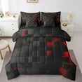 thumbnail image 1 of YST Ensemble de Literie Géométrique 7 Pcs pour Lit Simple pour Garçons Filles Motif Carré Rouge, Polyester, Type Couette et Duvet, Lit Simple (7 Unités), 1 of 5