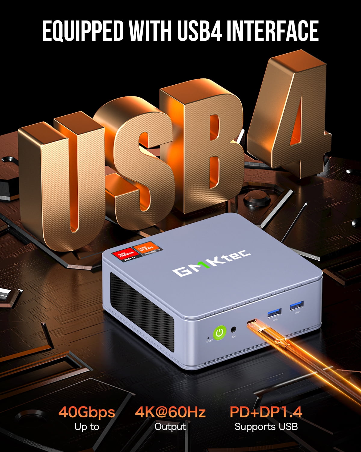 GMKtec Gaming Mini PC, 32GB RAM 1TB SSD, AMD Ryzen 7-7840HS(MAX5.1GHz), Desktop Mini Computer, Dual 2.5G LAN, WiFi 6/BT 5.2, Type-C, NucBox K6